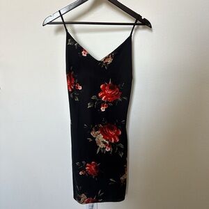 Floral Black Slip Dress